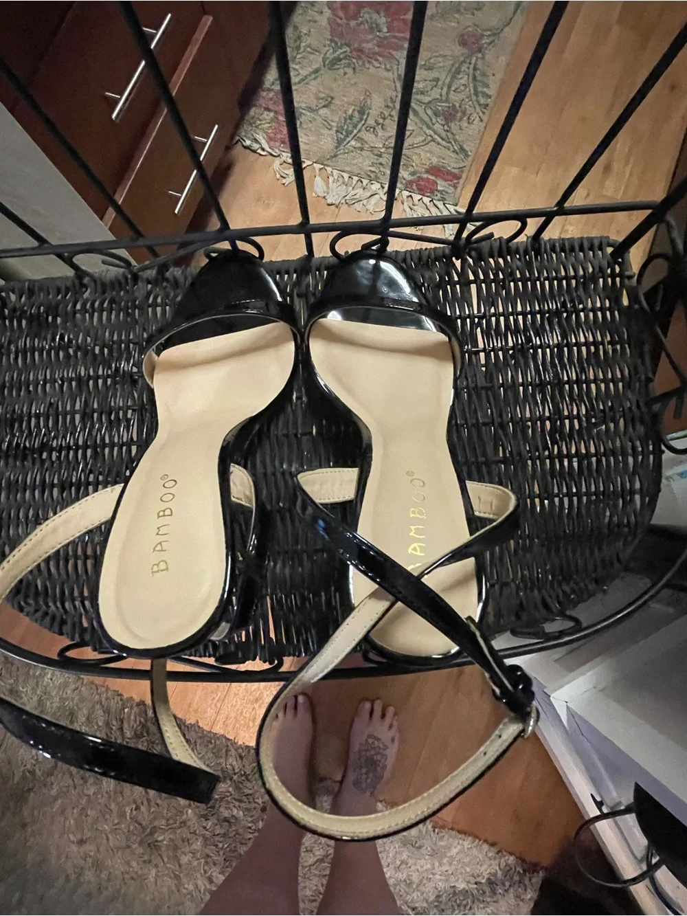 Black Patent Slingback Women's Heels made by Bamboo. Size 7 worn once